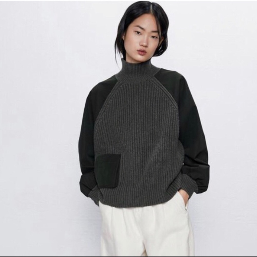 Zara combination sweater, Khaki - Picture 2 of 6
